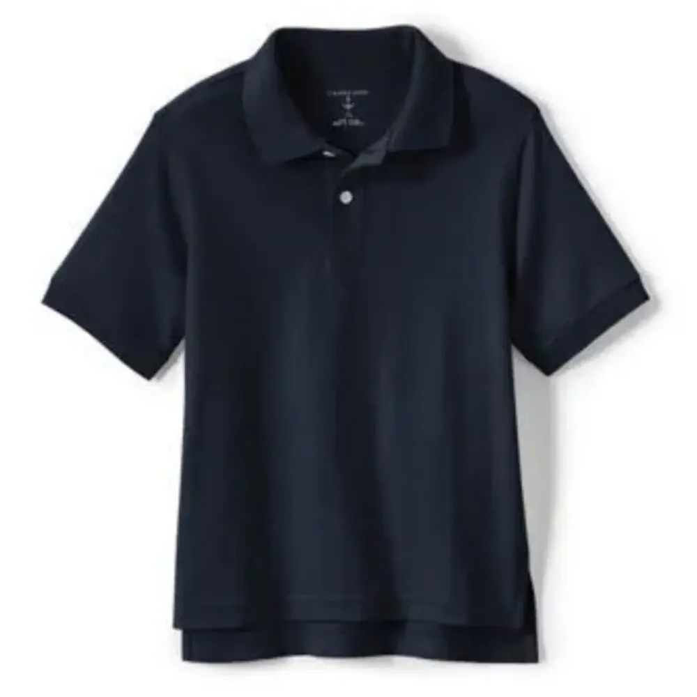 SKU 1629 Lands End Kids Uniform Short Sleeve Interlock Polo Shirt Navy Large NWT